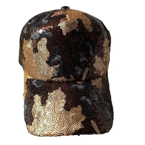 Beautiful Sequin Leaf Design Glam Baseball Cap, Adjustable size - Picture 2 of 9